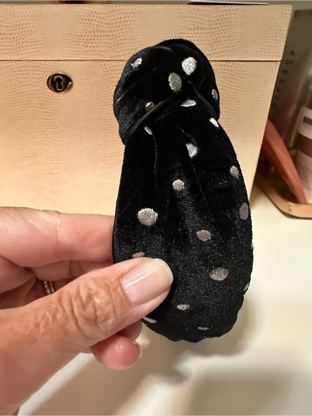 NWOT Black Velvet Polka-dot headband. Never used.
